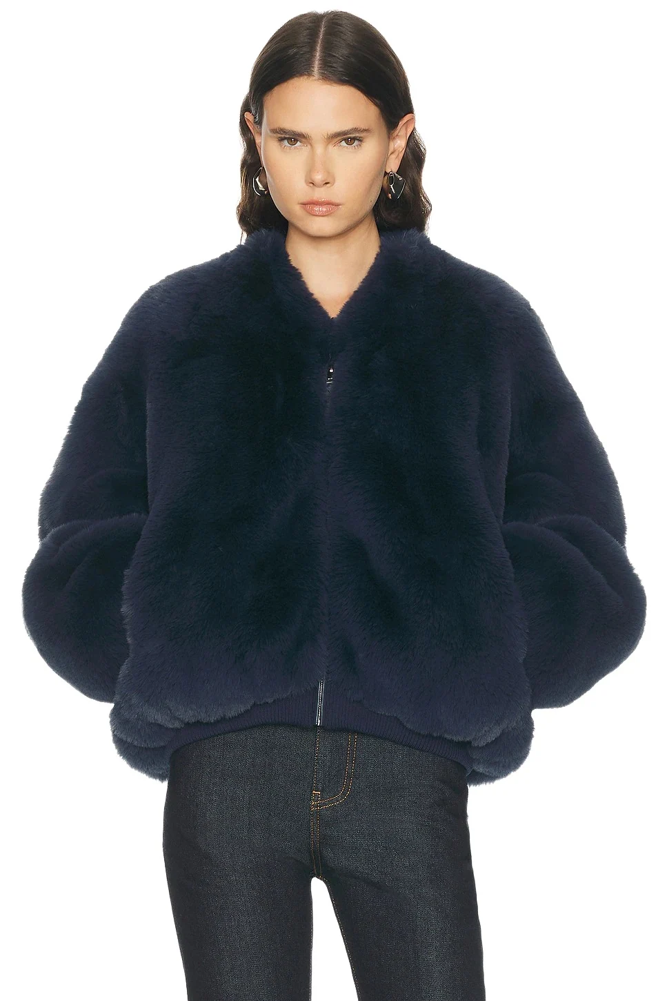 The Frankie Shop Senna Faux Fur Collarless Jacket