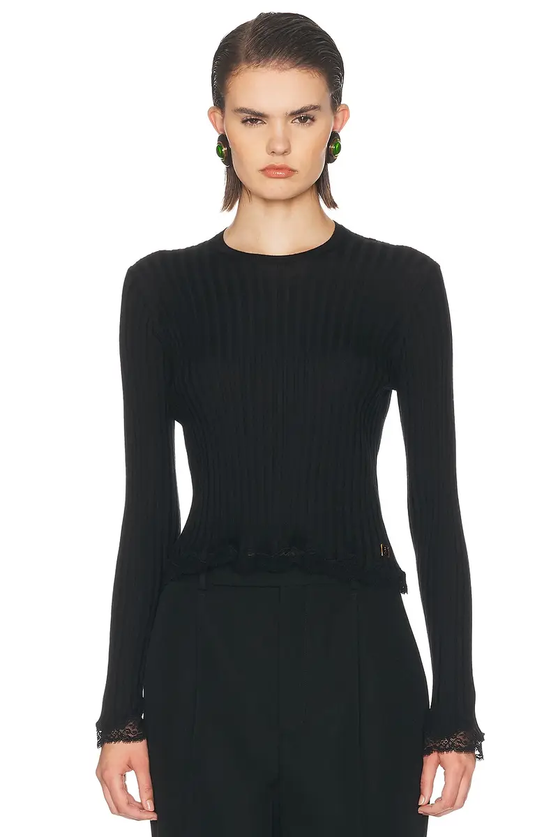 Saint Laurent Lace Trimmed Sweater | Thumbnail 2 Saint Laurent Lace Trimmed Sweater | Thumbnail 2