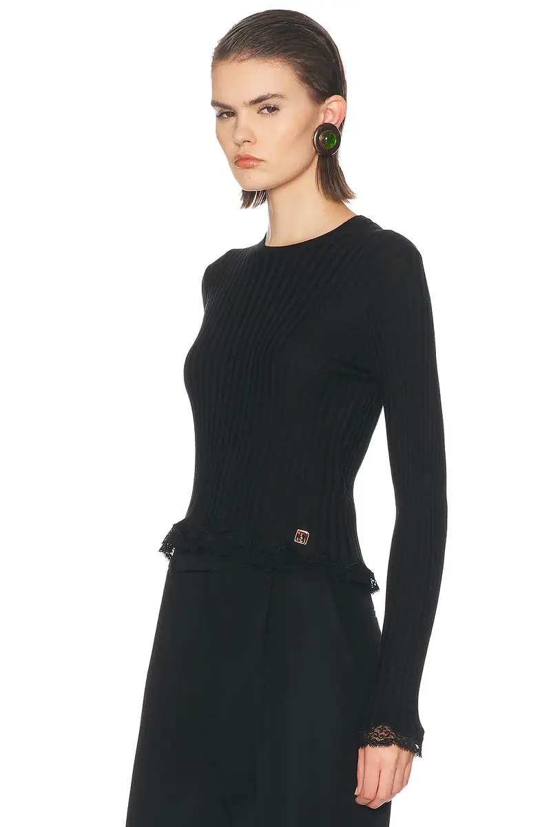 Saint Laurent Lace Trimmed Sweater | Thumbnail 3 Saint Laurent Lace Trimmed Sweater | Thumbnail 3