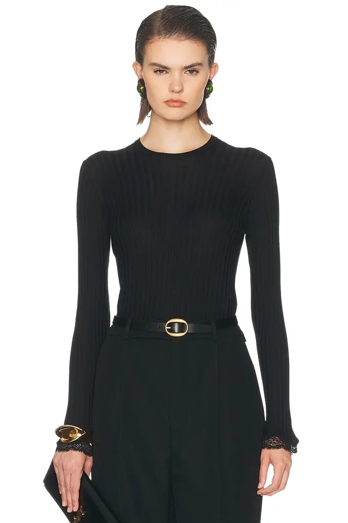 Saint Laurent Lace Trimmed Sweater