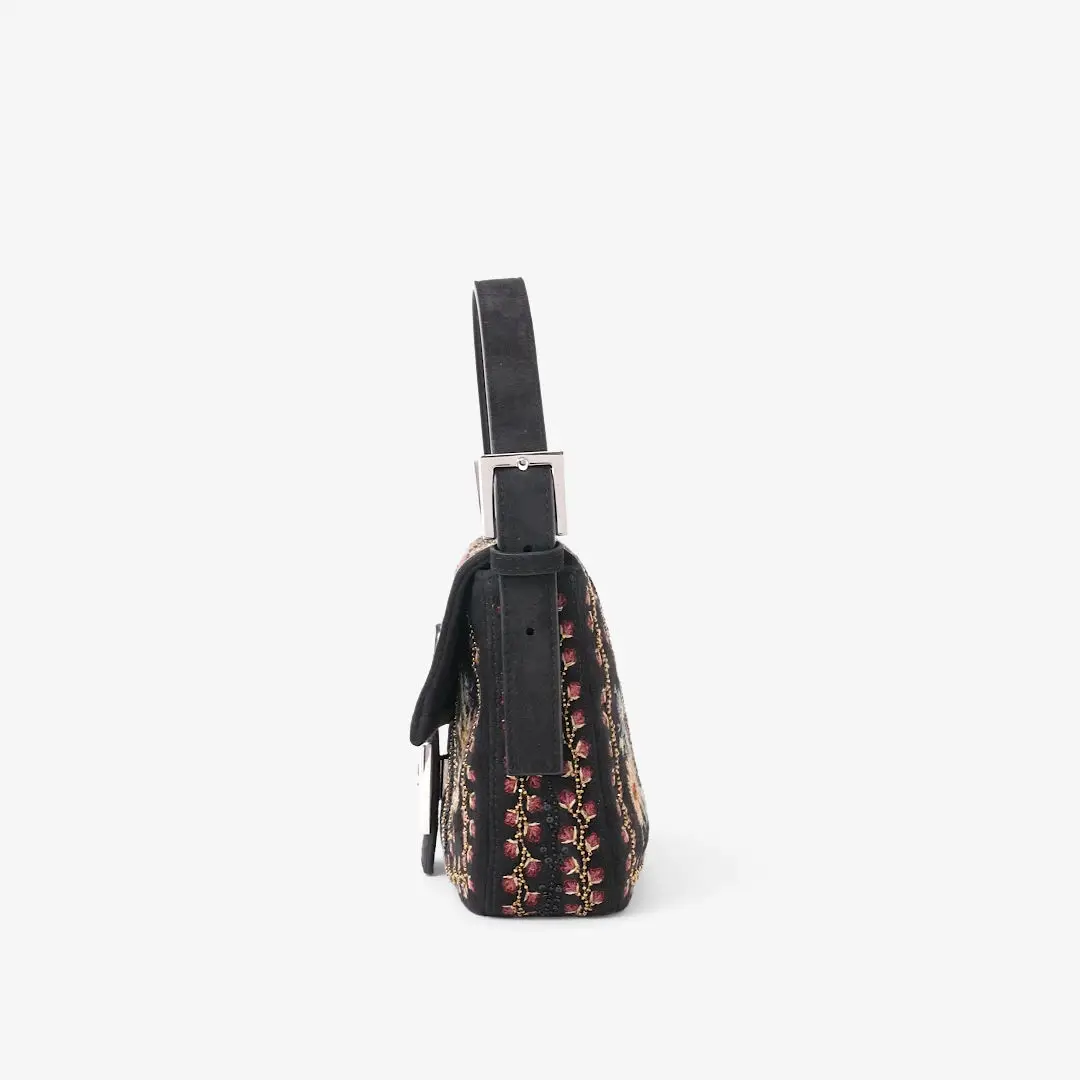Fendi Baguette® 26424 Black suede bag with embroidery | Thumbnail 7