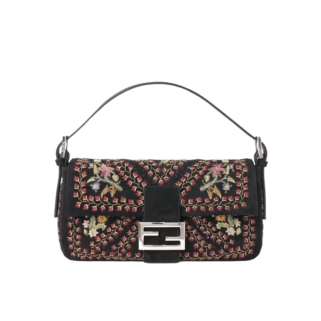 Baguette® 26424 Black suede bag with embroidery Baguette® 26424 Black suede bag with embroidery