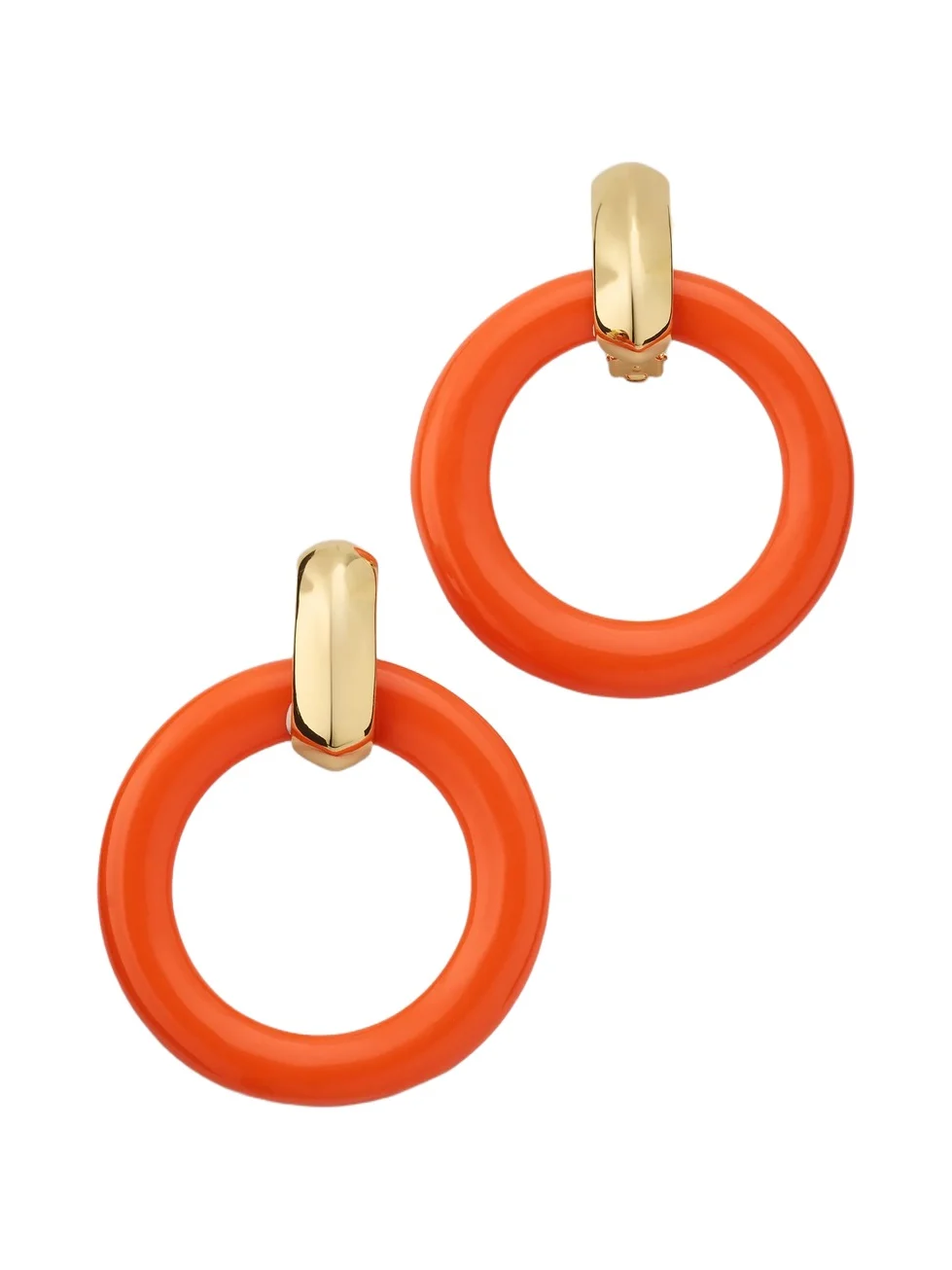 KENNETH JAY LANE Women's 18K-Gold-Plated & Simulated Coral Door Knocker Clip-On Earrings