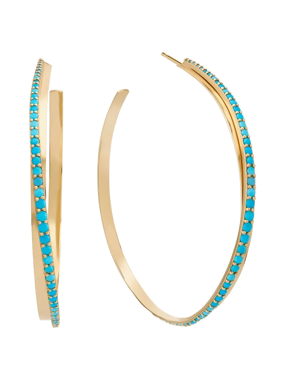 Lana Women's 14K Yellow Gold & Turquoise Hoop Earrings