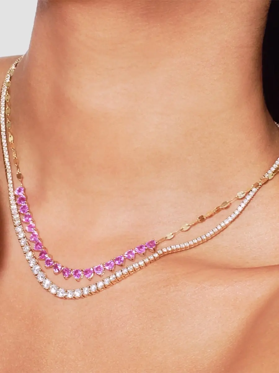 Lana Women's 14K Yellow Gold & 6.56 TCW Pink Sapphire Heart Necklace | Thumbnail 2 Lana Women's 14K Yellow Gold & 6.56 TCW Pink Sapphire Heart Necklace | Thumbnail 2