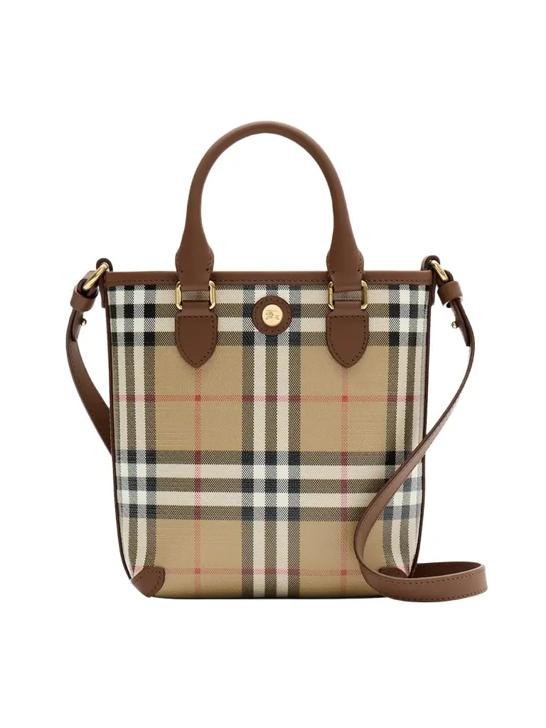 Women's Check Canvas Tote Bag