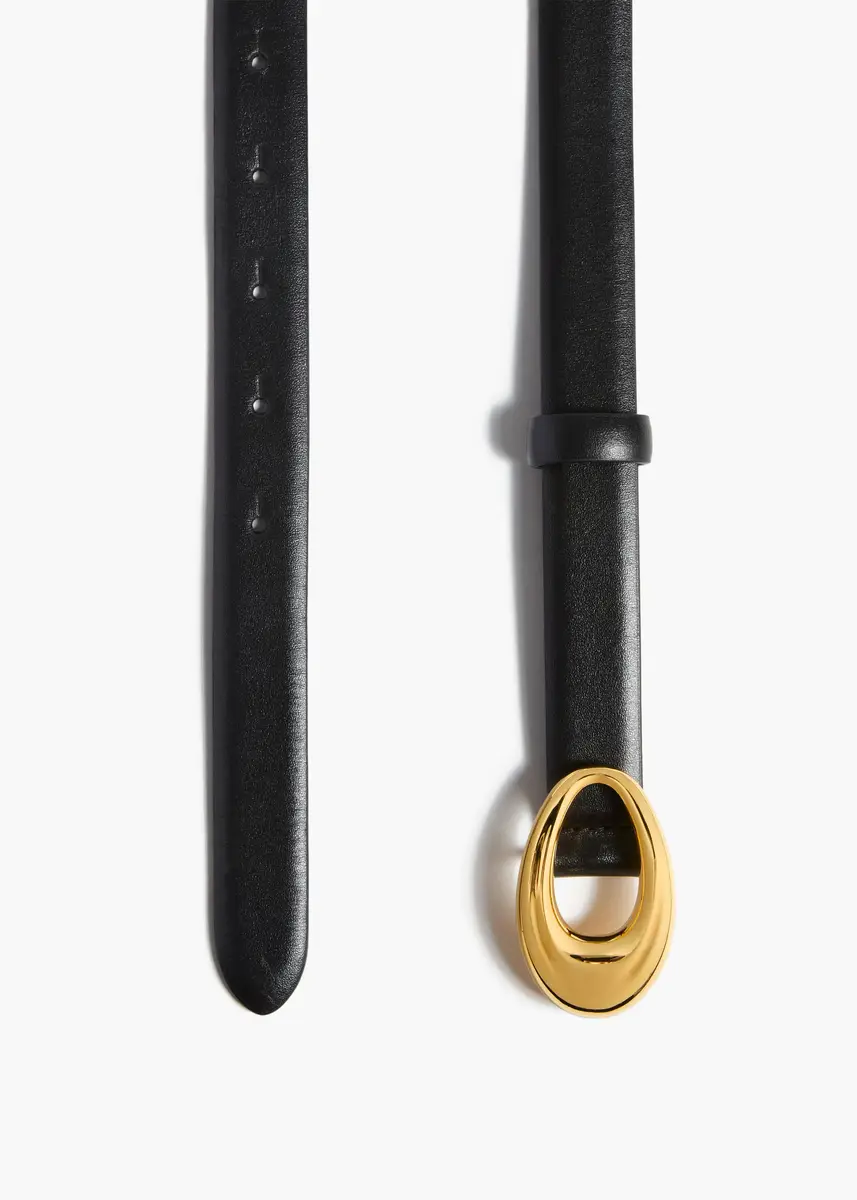 Khaite Olivia Belt in Black Leather with Gold | Thumbnail 2 Khaite Olivia Belt in Black Leather with Gold | Thumbnail 2