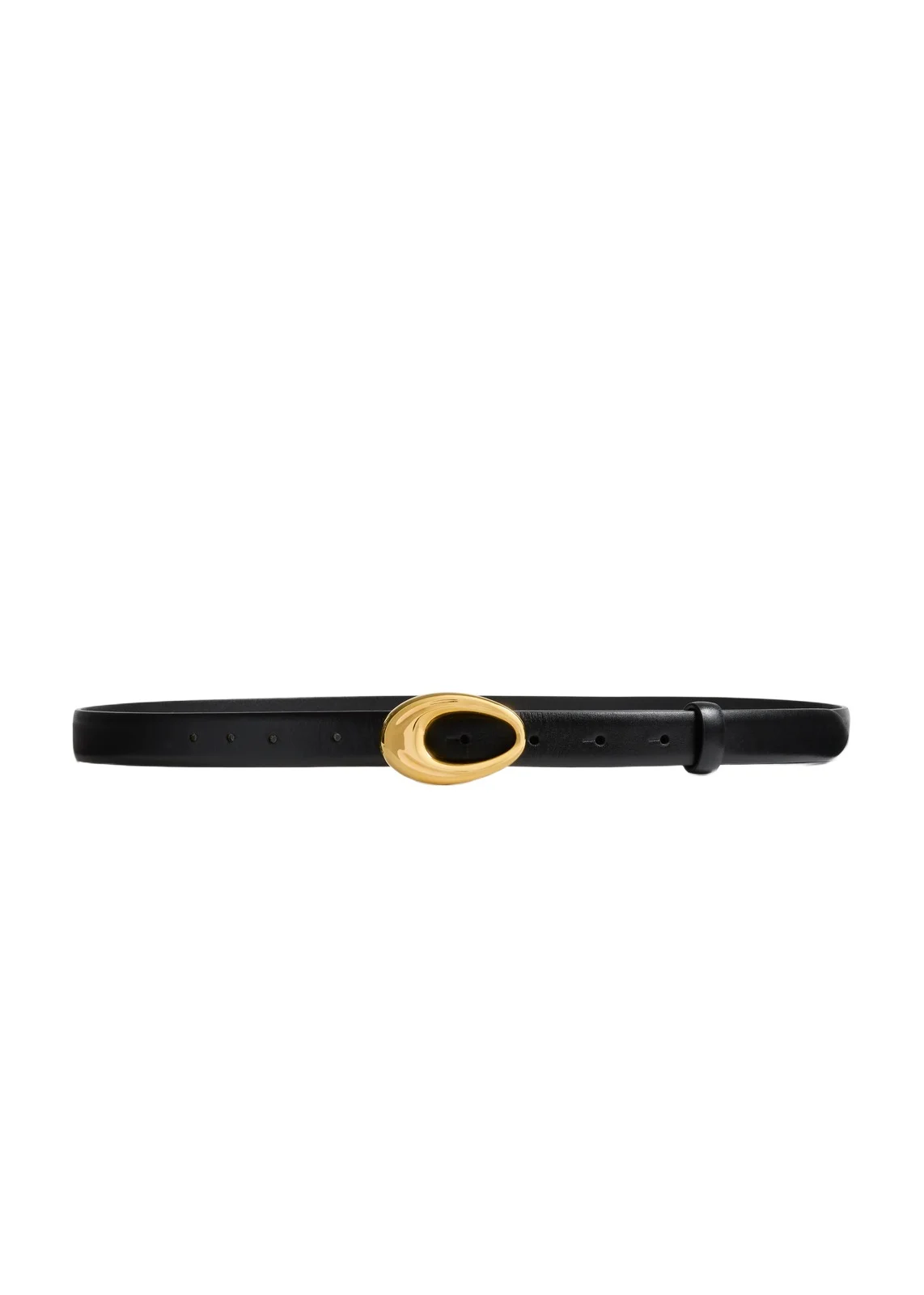 Khaite Olivia Belt in Black Leather with Gold