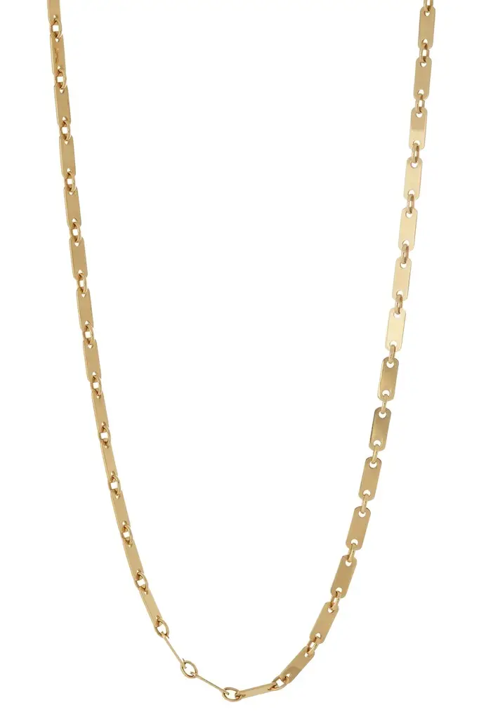 Flat Link Tab Chain Necklace - 27in