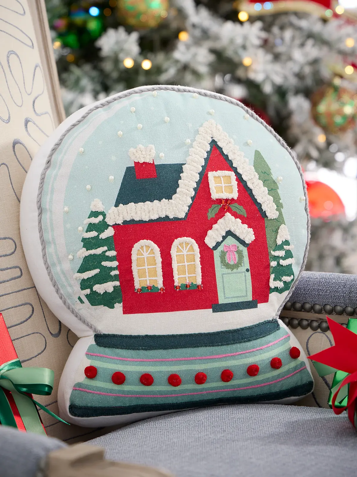 C & F Enterprise Village Snow Globe Pillow