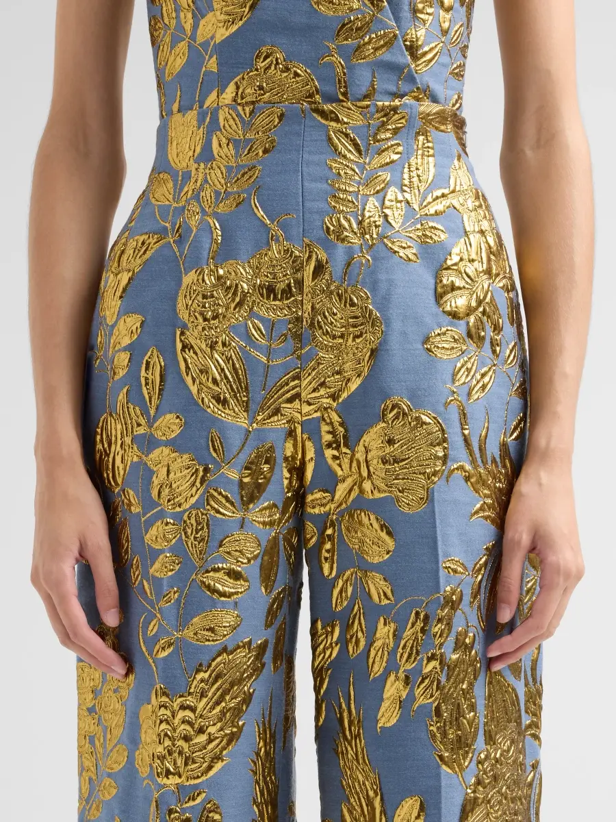 Lela Rose Women's Floral Metallic Fil Coupé Straight-Leg Pants | Thumbnail 5 Lela Rose Women's Floral Metallic Fil Coupé Straight-Leg Pants | Thumbnail 5