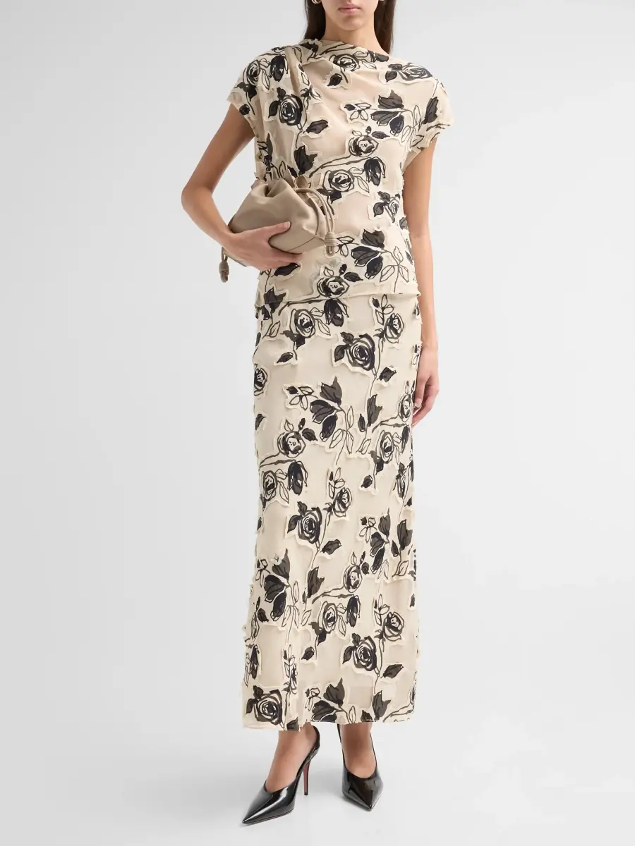 Lela Rose Women's Sophie Floral Burnout Chiffon Maxi Skirt | Thumbnail 2 Lela Rose Women's Sophie Floral Burnout Chiffon Maxi Skirt | Thumbnail 2