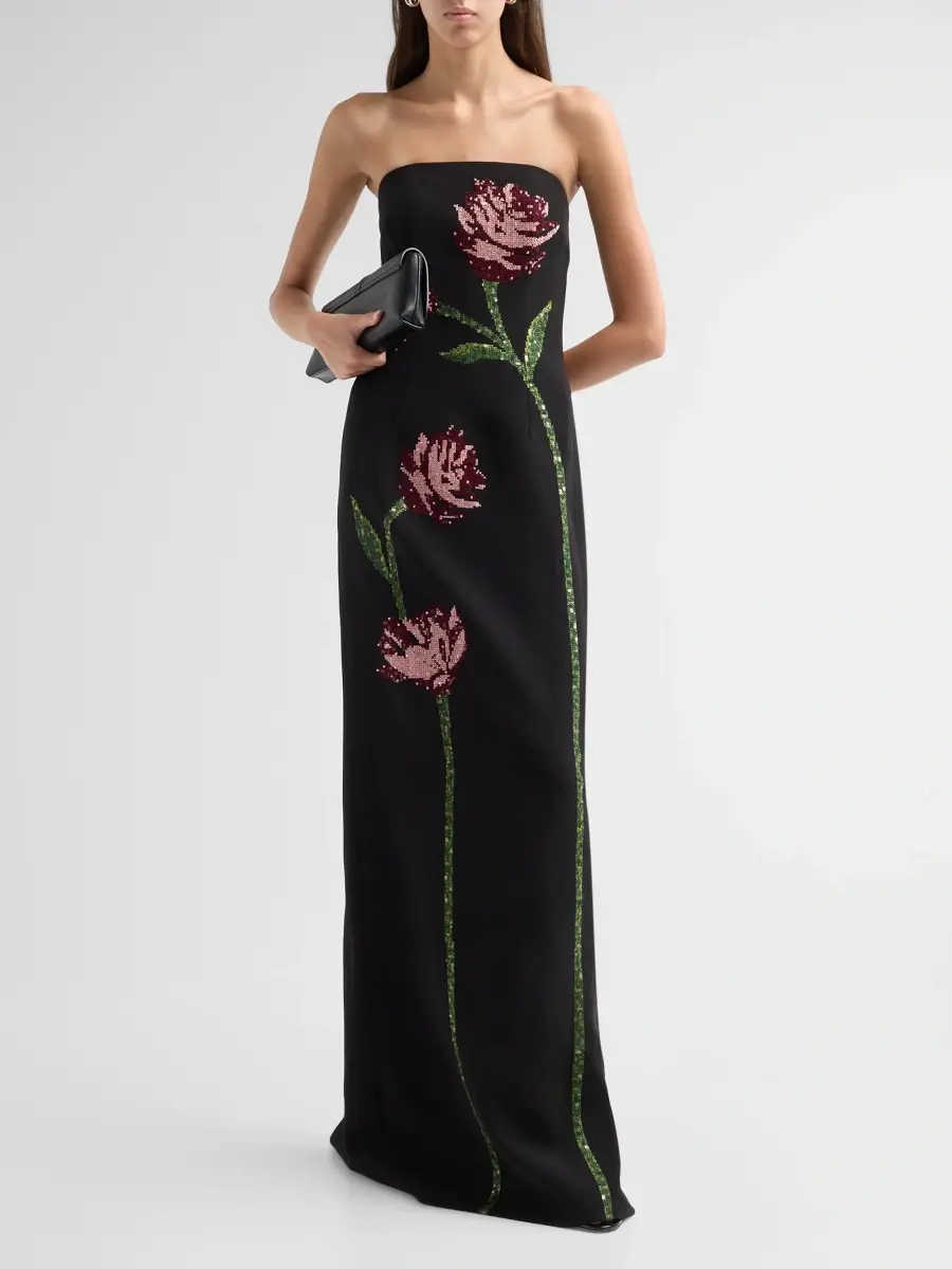Lela Rose Women's Ava Floral-Embroidered Crepe Strapless Gown | Thumbnail 2 Lela Rose Women's Ava Floral-Embroidered Crepe Strapless Gown | Thumbnail 2