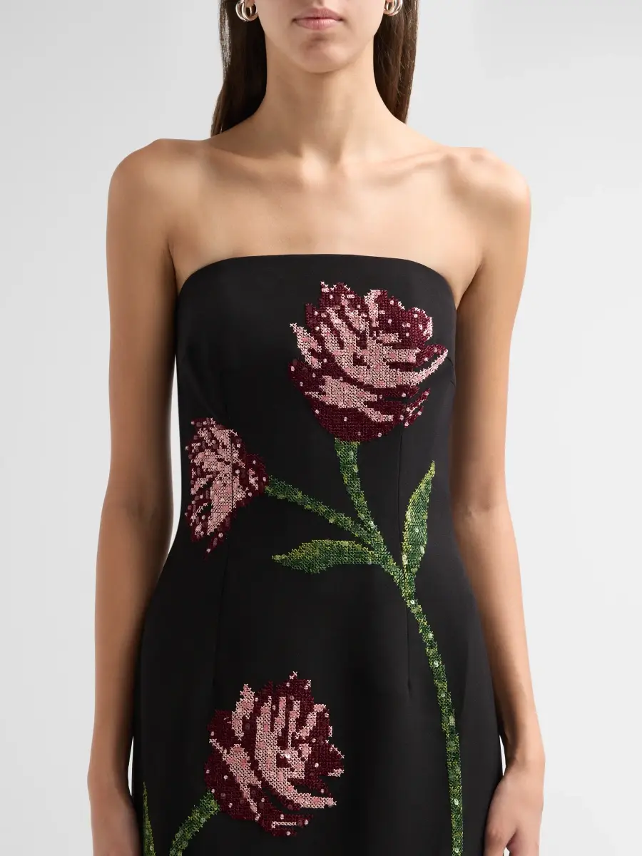 Lela Rose Women's Ava Floral-Embroidered Crepe Strapless Gown | Thumbnail 5 Lela Rose Women's Ava Floral-Embroidered Crepe Strapless Gown | Thumbnail 5