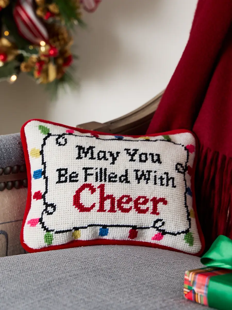 C & F Enterprise Cheer & Lights Needlepoint Pillow