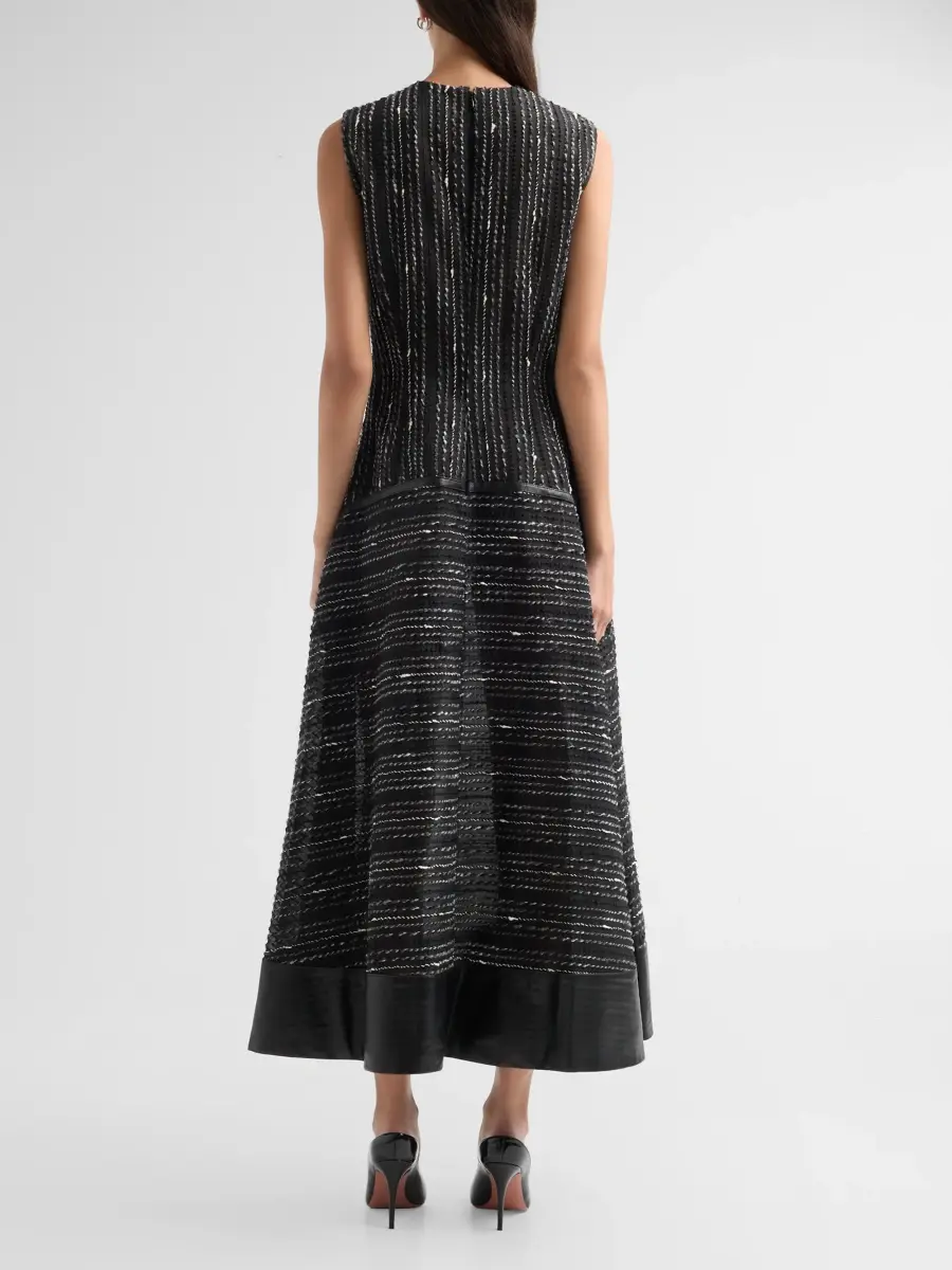 Lela Rose Women's Striped Organza A-Line Midi Dress | Thumbnail 3