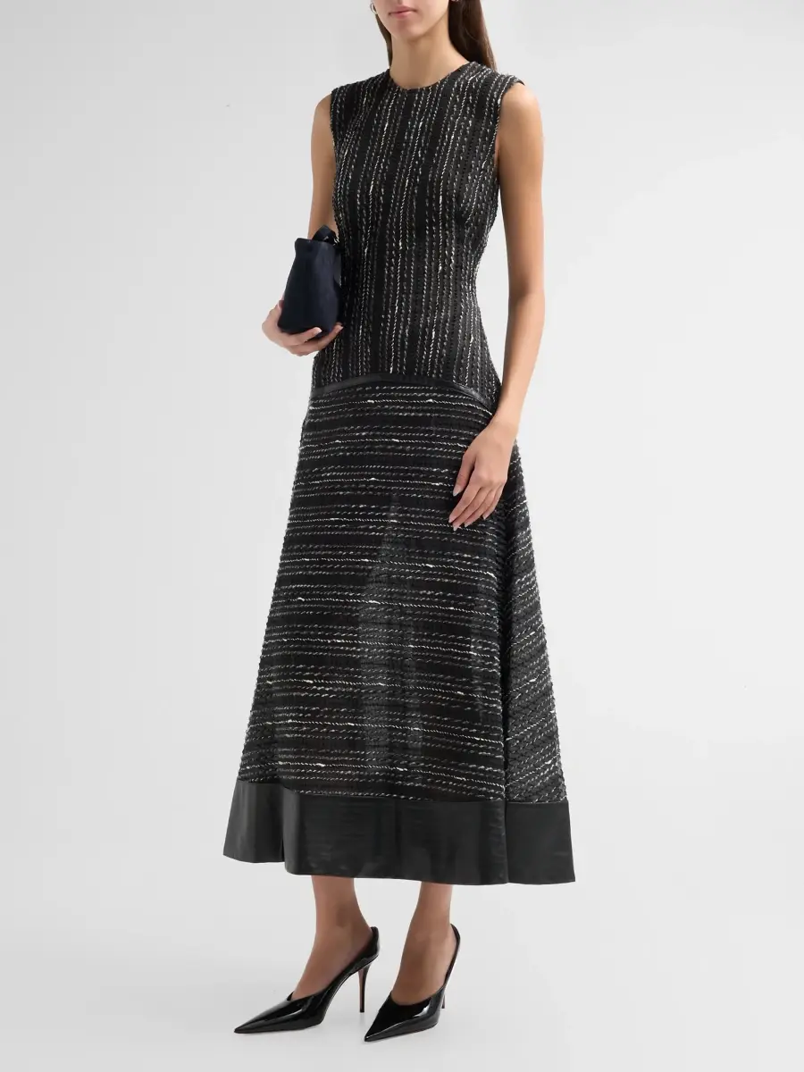Lela Rose Women's Striped Organza A-Line Midi Dress | Thumbnail 4