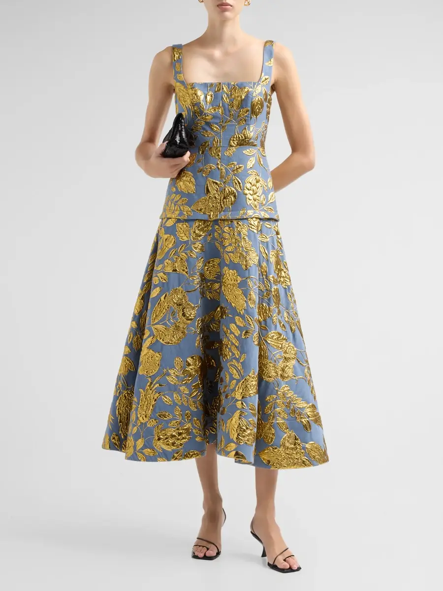 Lela Rose Women's Floral Metallic Fil Coupé Cocktail Dress | Thumbnail 2