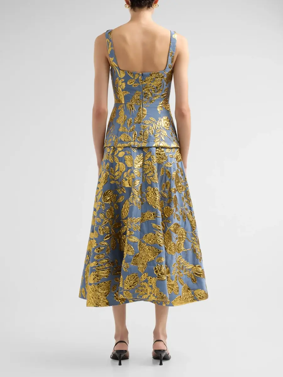 Lela Rose Women's Floral Metallic Fil Coupé Cocktail Dress | Thumbnail 3