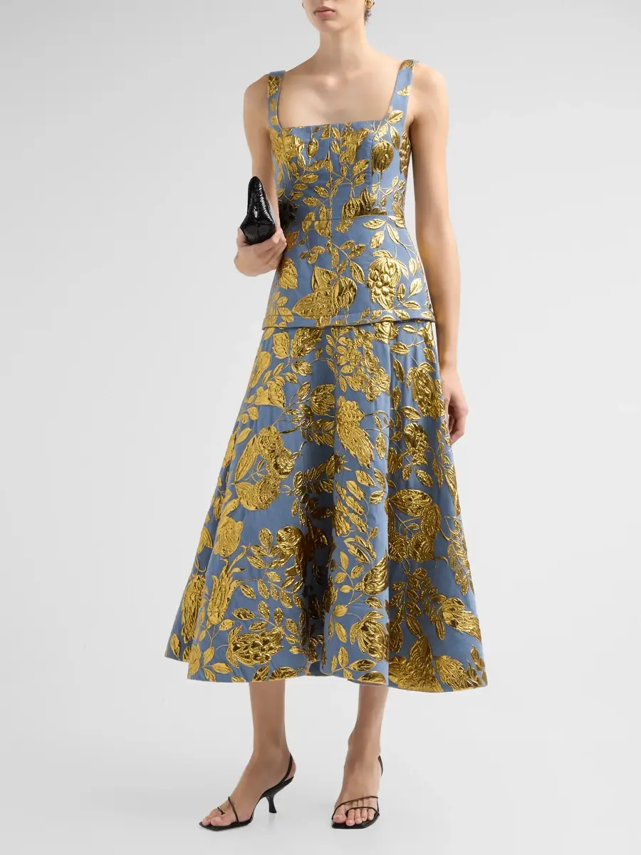 Lela Rose Women's Floral Metallic Fil Coupé Cocktail Dress | Thumbnail 4
