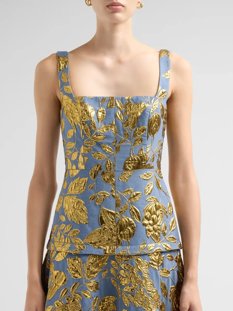 Lela Rose Women's Floral Metallic Fil Coupé Cocktail Dress | Thumbnail 5