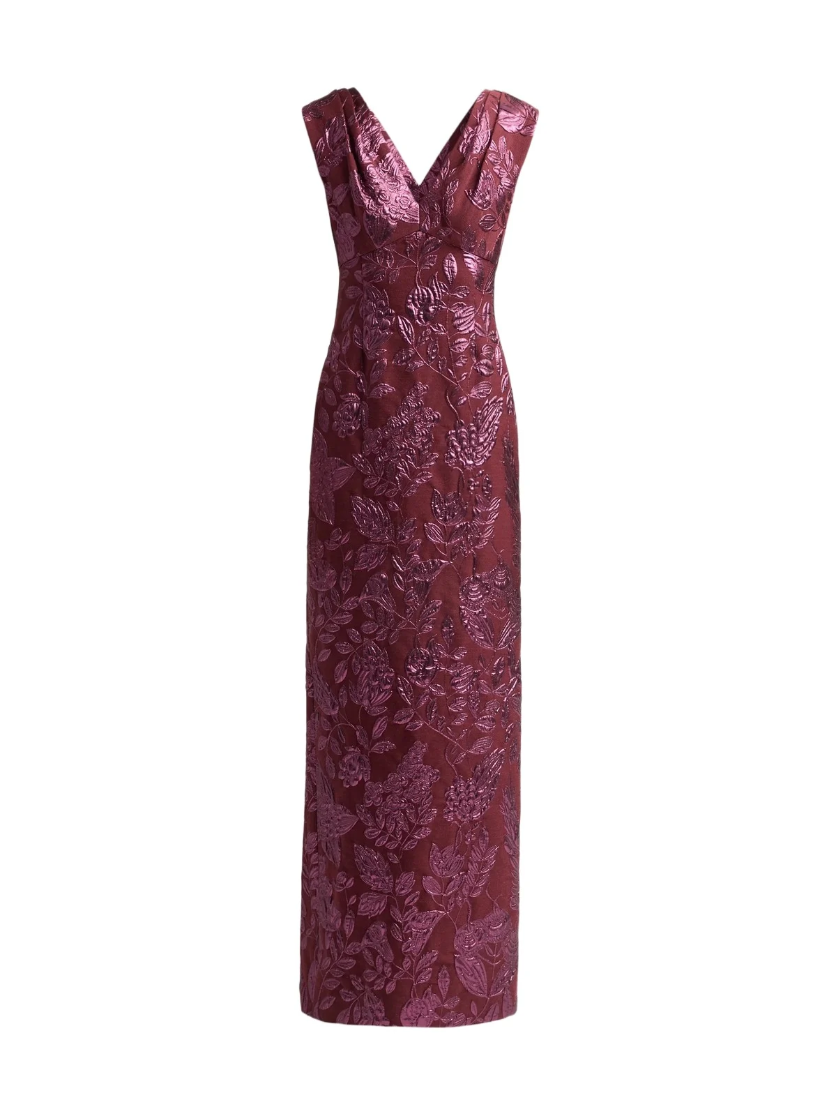 Women's Floral Fil Coupé V-Neck Gown Women's Floral Fil Coupé V-Neck Gown