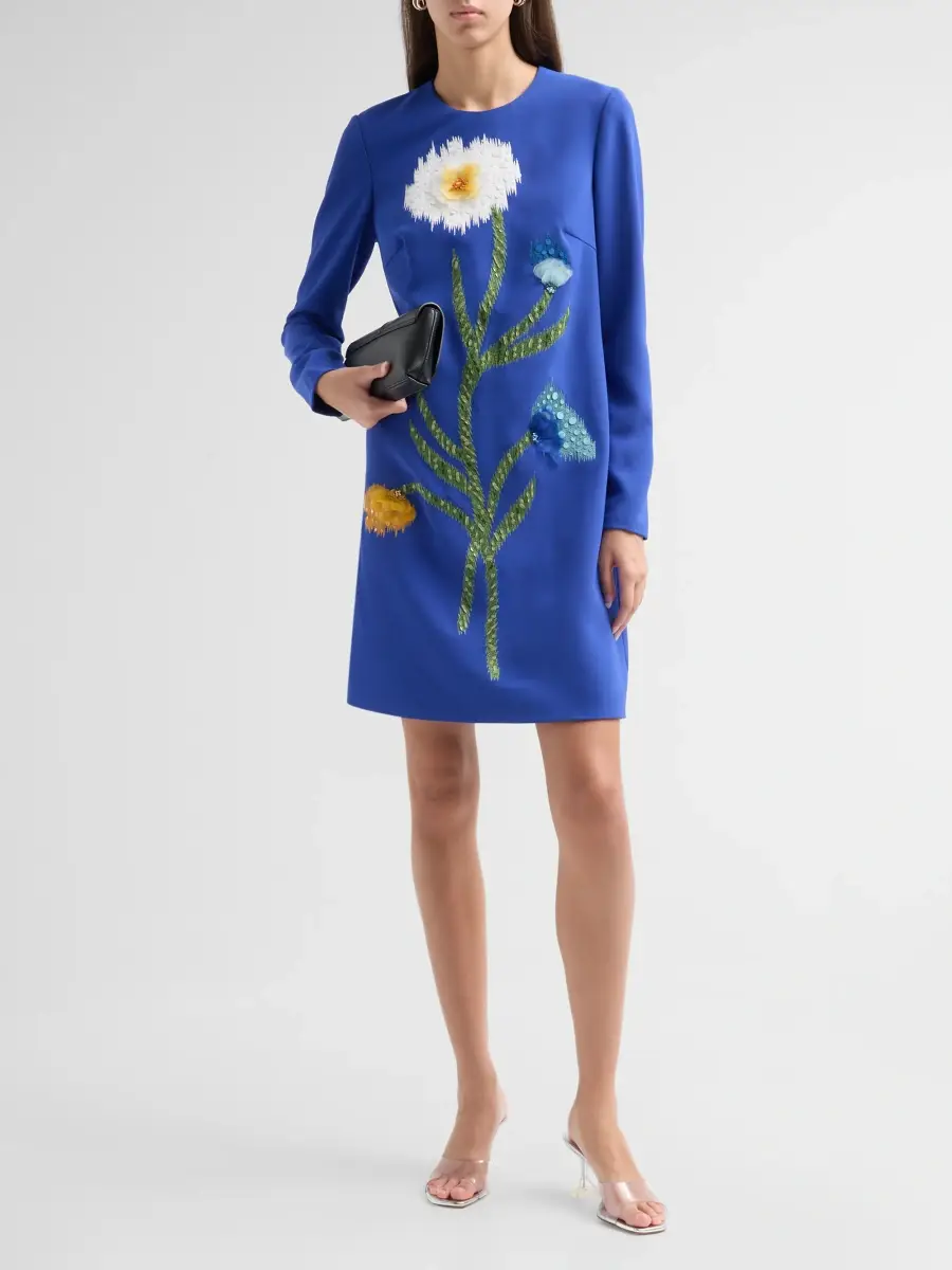Lela Rose Women's Floral-Embroidered Crepe Tunic Mini Dress | Thumbnail 2 Lela Rose Women's Floral-Embroidered Crepe Tunic Mini Dress | Thumbnail 2