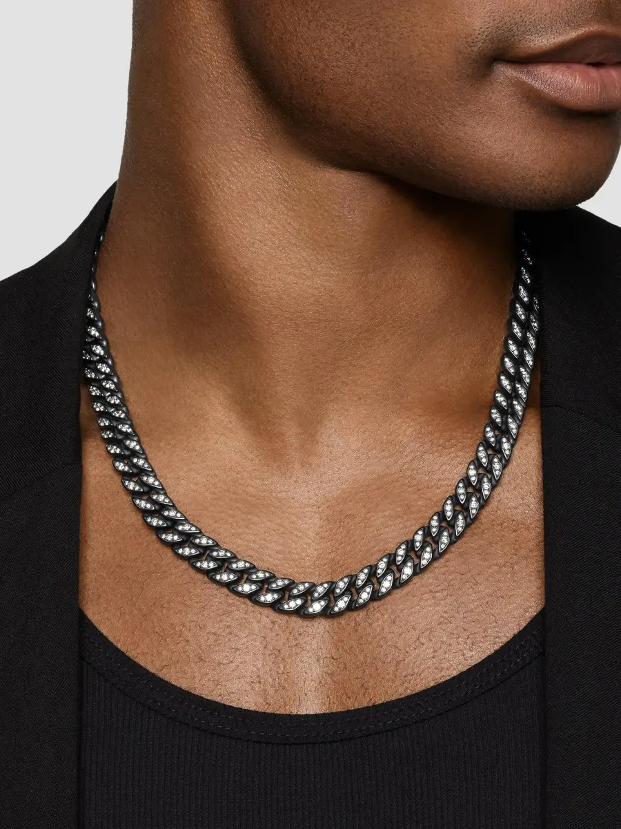 David Yurman Men's Curb Chain Necklace in Titanium - Diamond | Thumbnail 2