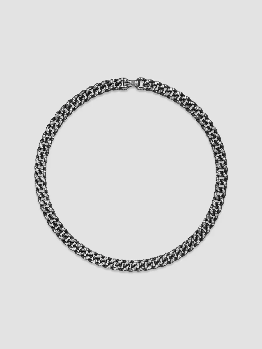 David Yurman Men's Curb Chain Necklace in Titanium - Diamond | Thumbnail 4