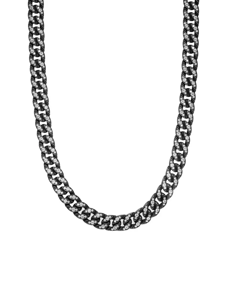 David Yurman Men's Curb Chain Necklace in Titanium - Diamond
