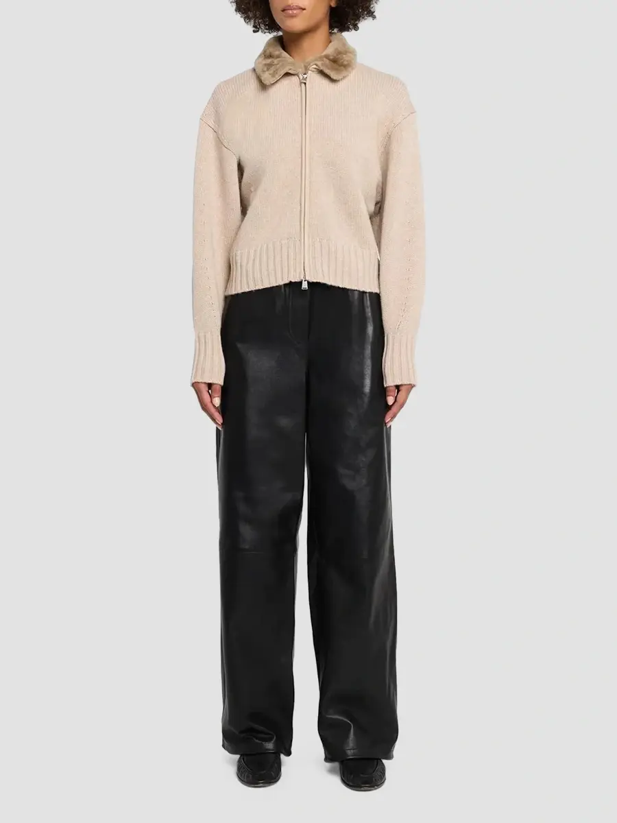 Simkhai Women's Zorina Faux-Fur Collar Wool-Cashmere Cardigan | Thumbnail 2
