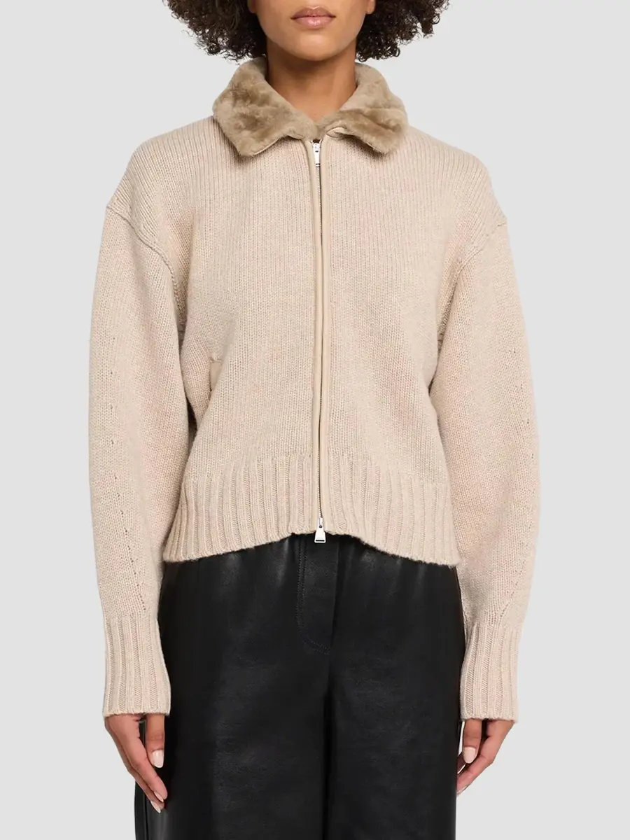 Simkhai Women's Zorina Faux-Fur Collar Wool-Cashmere Cardigan | Thumbnail 4