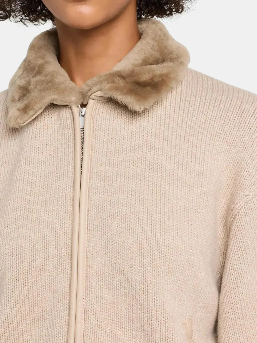 Simkhai Women's Zorina Faux-Fur Collar Wool-Cashmere Cardigan | Thumbnail 5