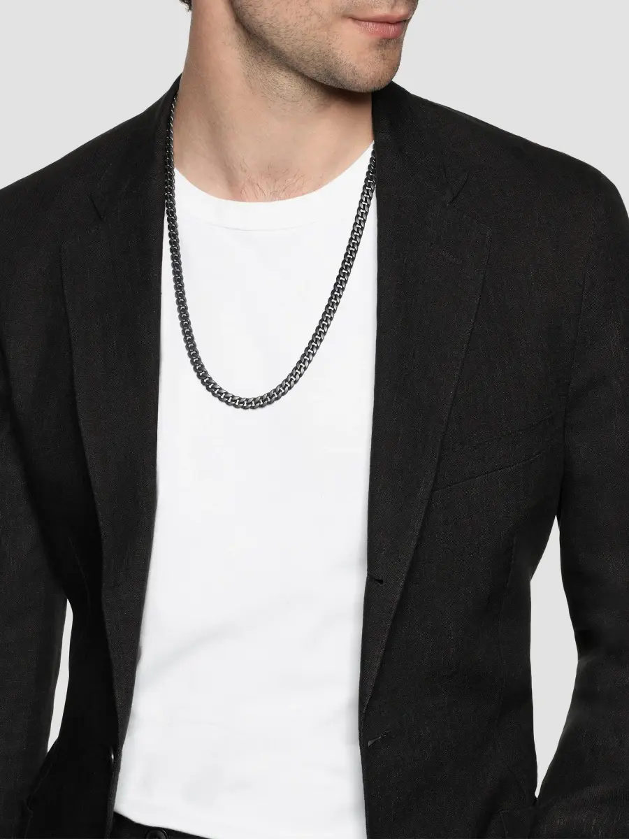 David Yurman Men's Curb Chain Necklace in Titanium, 8MM - Black | Thumbnail 2