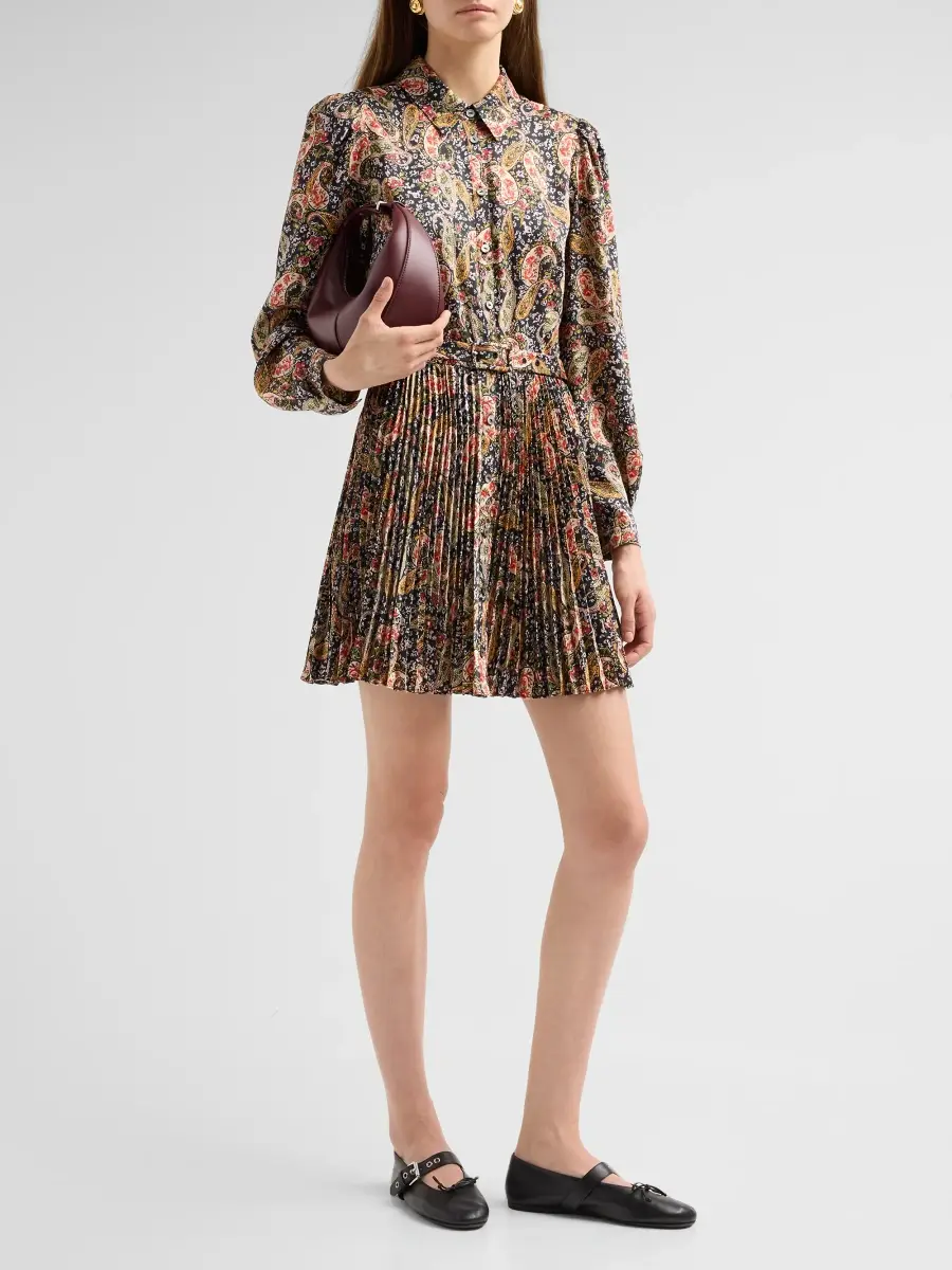 Cinq à Sept Women's Rose Paisley Reynolds Printed Tie-Waist Mini Dress | Thumbnail 4 Cinq à Sept Women's Rose Paisley Reynolds Printed Tie-Waist Mini Dress | Thumbnail 4