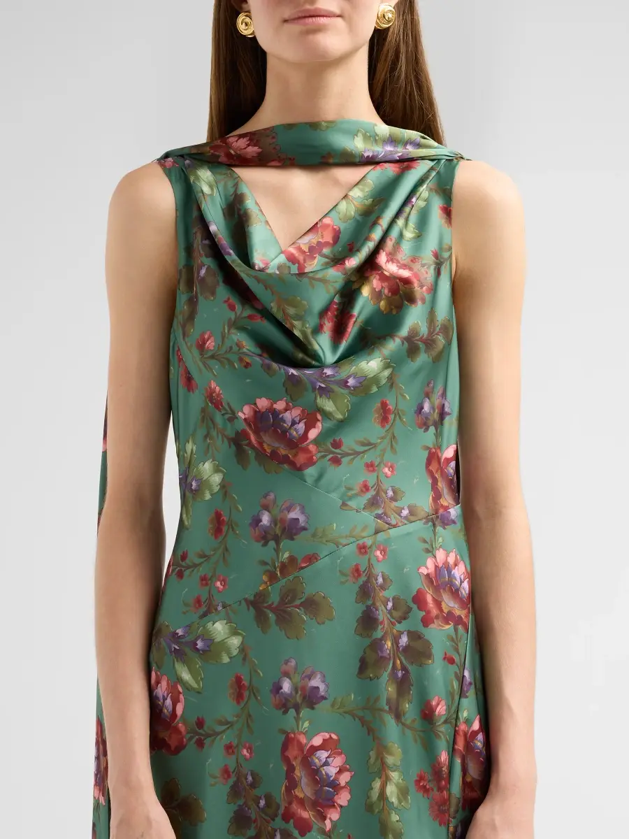Cinq à Sept Women's Fresco Floral Satin Midi Dress | Thumbnail 5 Cinq à Sept Women's Fresco Floral Satin Midi Dress | Thumbnail 5