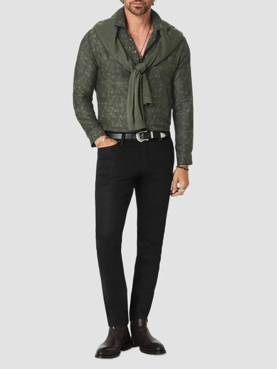 JOHN VARVATOS Men's Bucks Cotton-Silk-Blend Shirt | Thumbnail 2