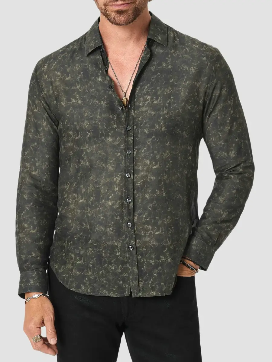 JOHN VARVATOS Men's Bucks Cotton-Silk-Blend Shirt | Thumbnail 4
