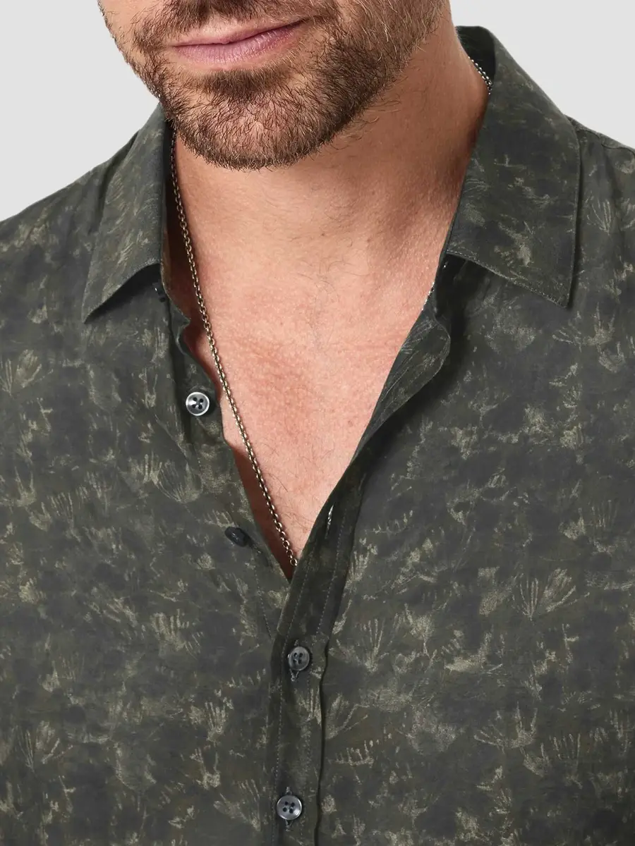 JOHN VARVATOS Men's Bucks Cotton-Silk-Blend Shirt | Thumbnail 5