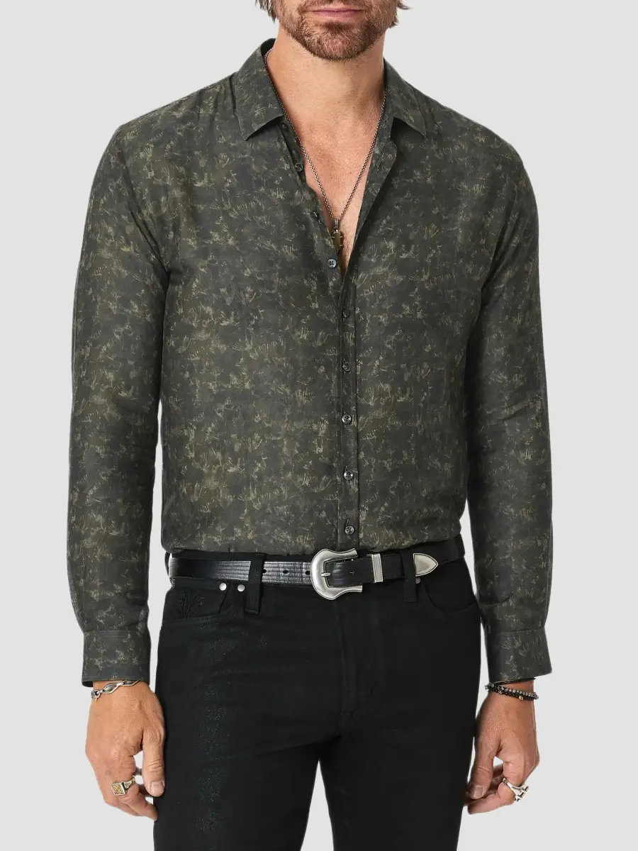 JOHN VARVATOS Men's Bucks Cotton-Silk-Blend Shirt | Thumbnail 7