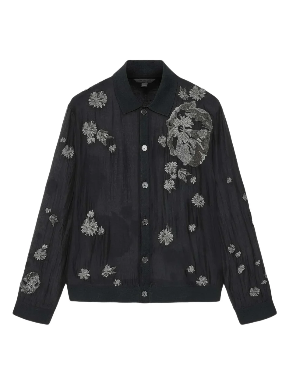 Men's Arden Embroidered Silk-Blend Shirt Men's Arden Embroidered Silk-Blend Shirt