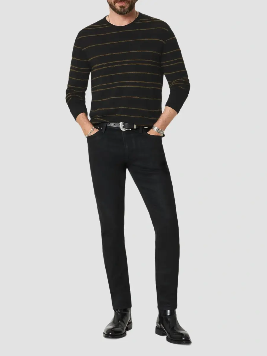 JOHN VARVATOS Men's Everly Textured Stripe Crewneck Top | Thumbnail 2