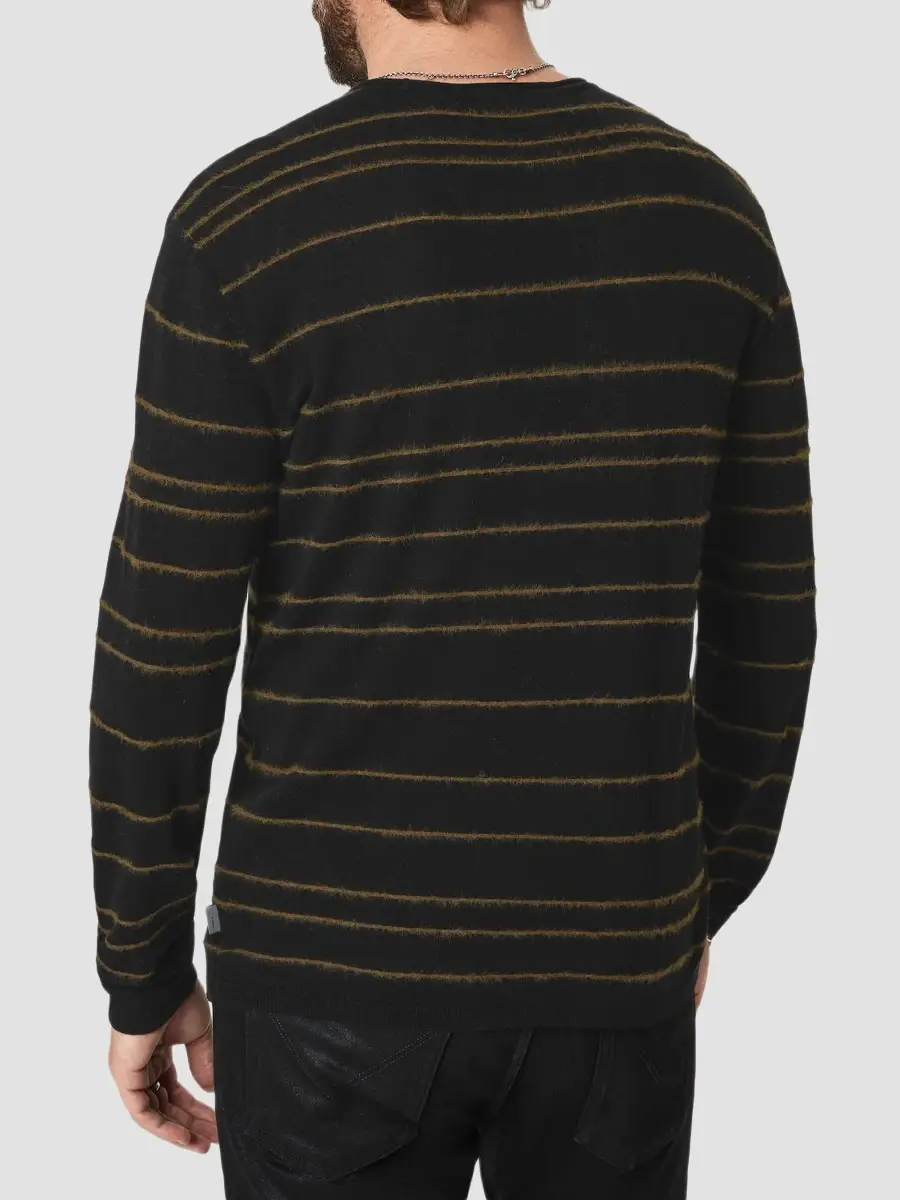 JOHN VARVATOS Men's Everly Textured Stripe Crewneck Top | Thumbnail 3