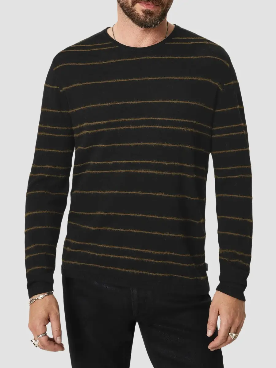 JOHN VARVATOS Men's Everly Textured Stripe Crewneck Top | Thumbnail 4