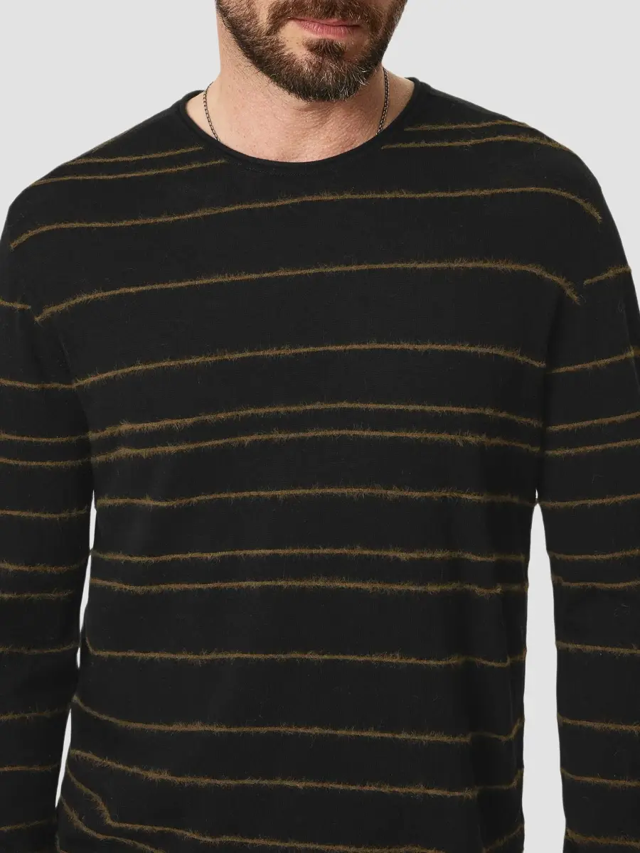 JOHN VARVATOS Men's Everly Textured Stripe Crewneck Top | Thumbnail 5