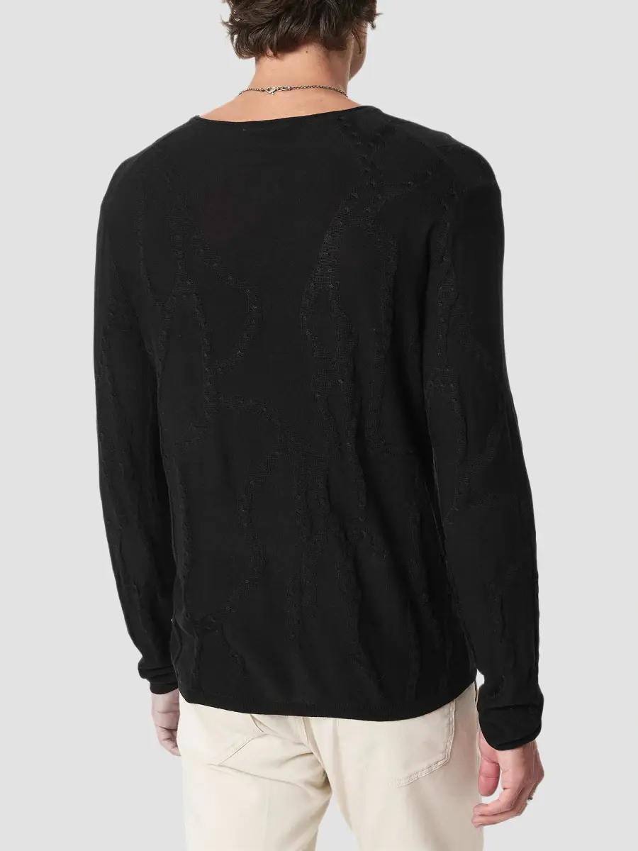 JOHN VARVATOS Men's Addison Broken Twist Cable Crewneck Sweater | Thumbnail 3 JOHN VARVATOS Men's Addison Broken Twist Cable Crewneck Sweater | Thumbnail 3