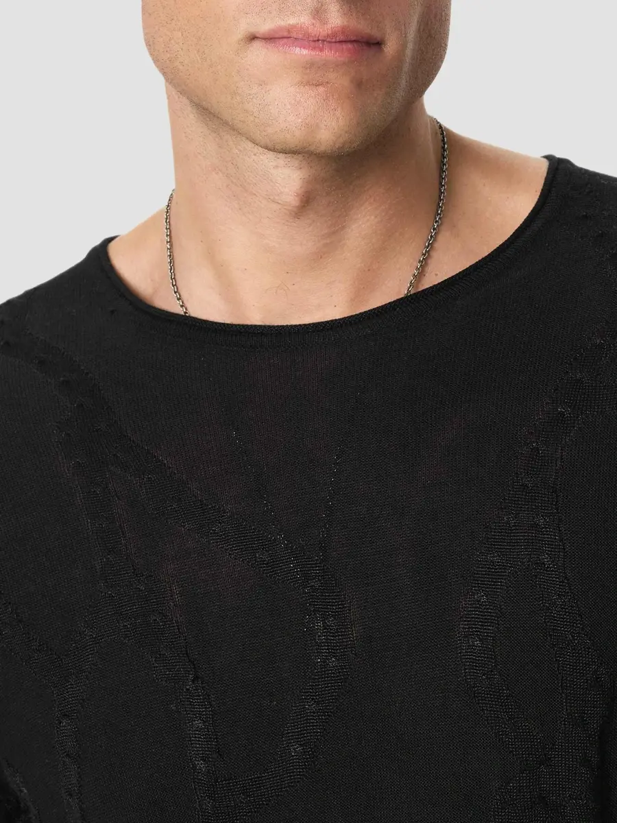 JOHN VARVATOS Men's Addison Broken Twist Cable Crewneck Sweater | Thumbnail 5 JOHN VARVATOS Men's Addison Broken Twist Cable Crewneck Sweater | Thumbnail 5