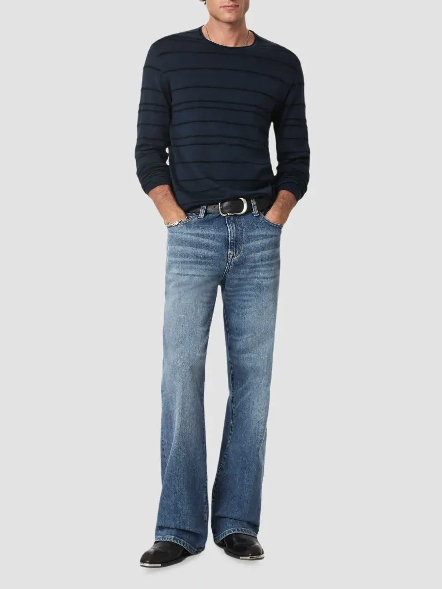 JOHN VARVATOS Men's Everly Textured Stripe Crewneck Top | Thumbnail 2