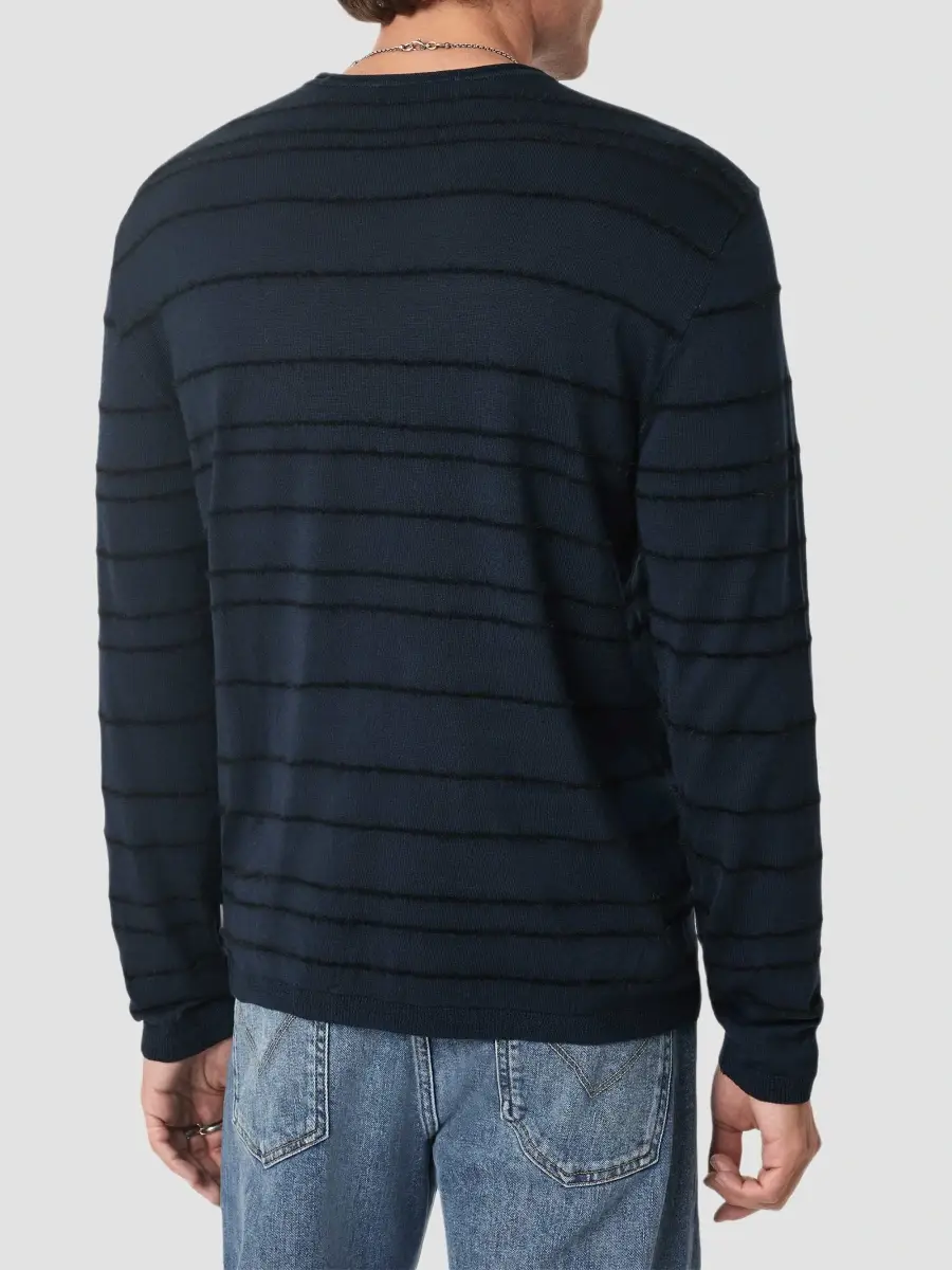 JOHN VARVATOS Men's Everly Textured Stripe Crewneck Top | Thumbnail 3