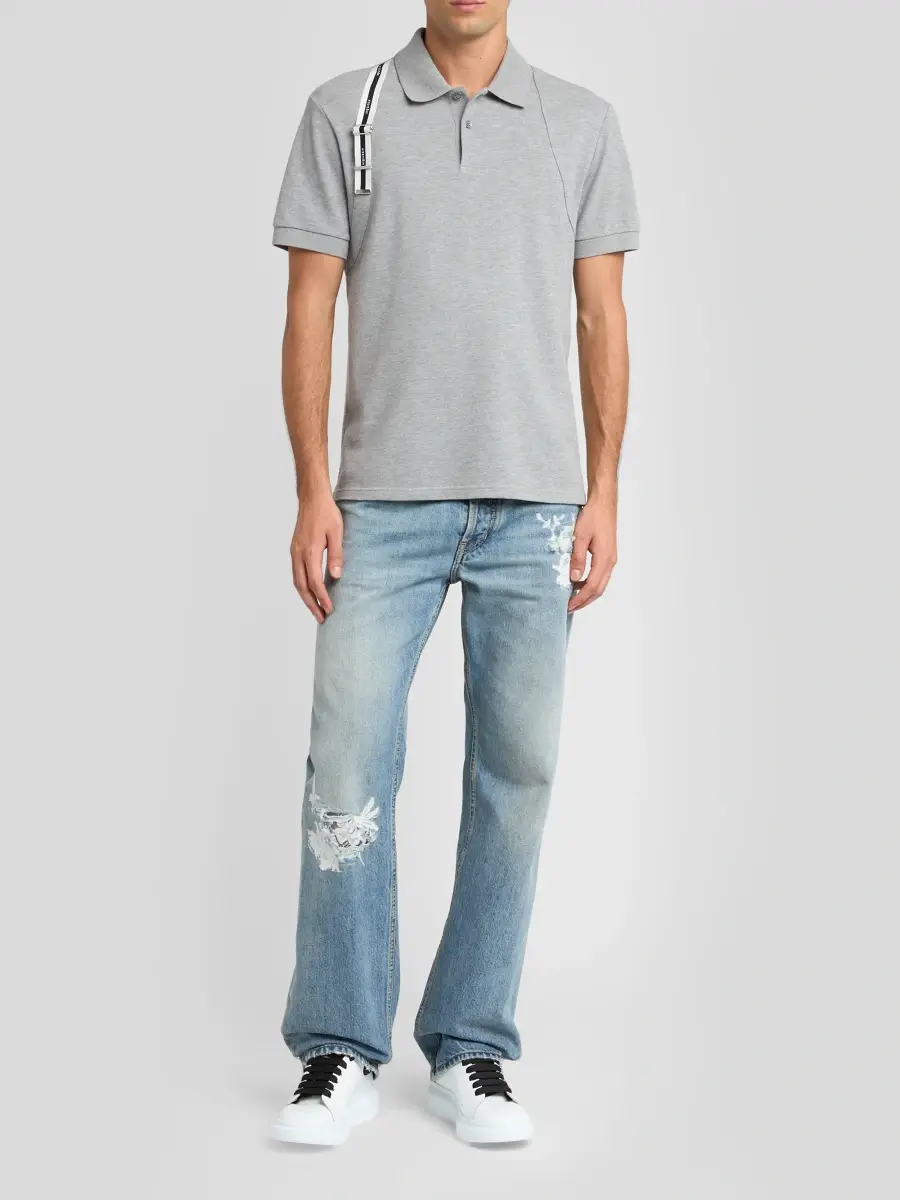 Alexander McQueen Men's Harness Cotton Polo Shirt | Thumbnail 2